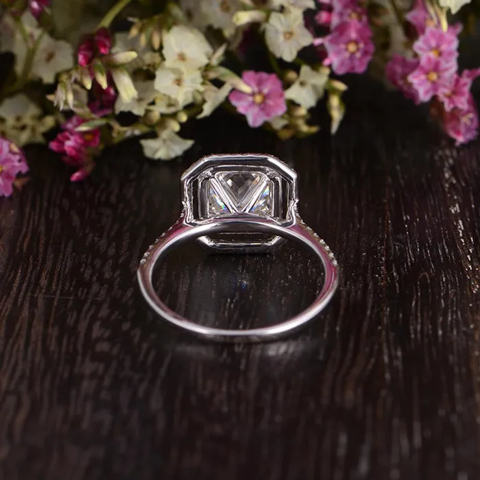 Rings Flawless Moissanite Princess Cut Moissanite Engagement Ring Vintage Design