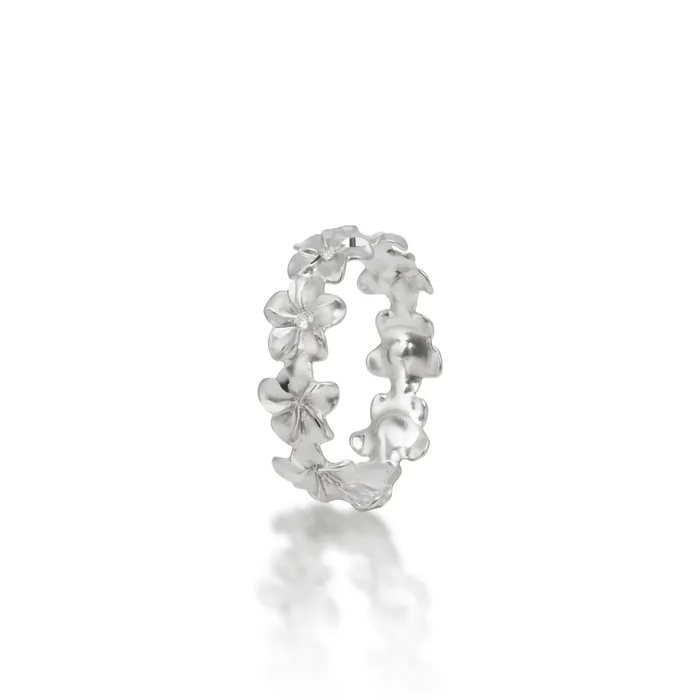 Rings Maui Divers Jewelry Plumeria Eternity Ring in White Gold with Diamonds 6mm Rings Maui Divers Jewelry Plumeria Eternity Ring in White Gold with Diamonds 6mm