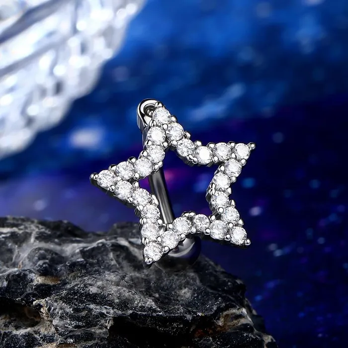 Rings OUFER BODY JEWELRY 14G Star Shape Clear CZ Reverse Dangle Belly Ring Rings OUFER BODY JEWELRY 14G Star Shape Clear CZ Reverse Dangle Belly Ring