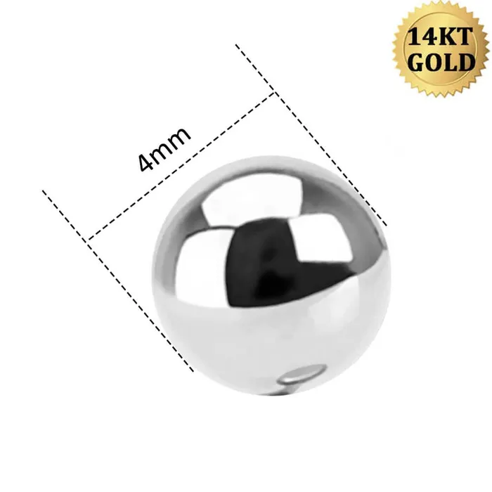 Rings OUFER BODY JEWELRY 14K White Gold Solid Gold Replacement Ball 14G Belly Ring Ball