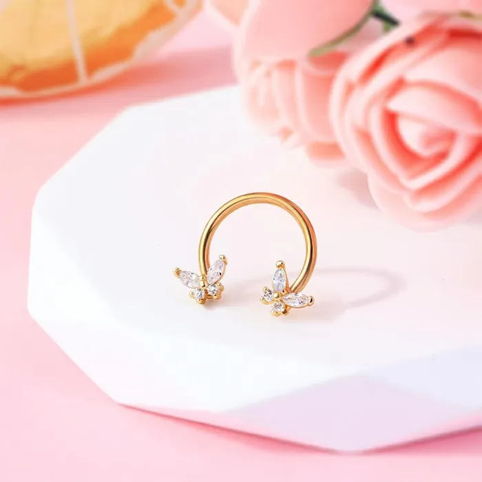 Rings OUFER BODY JEWELRY 16G Butterfly CZ Horseshoe Septum Ring Daith Ring Rings OUFER BODY JEWELRY 16G Butterfly CZ Horseshoe Septum Ring Daith Ring