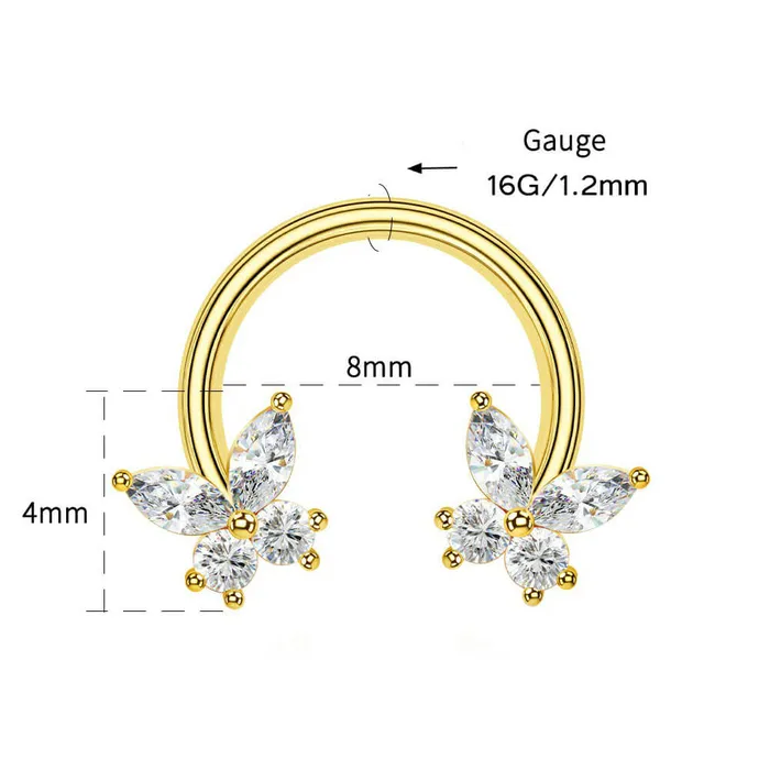 Rings OUFER BODY JEWELRY 16G Butterfly CZ Horseshoe Septum Ring Daith Ring Rings OUFER BODY JEWELRY 16G Butterfly CZ Horseshoe Septum Ring Daith Ring