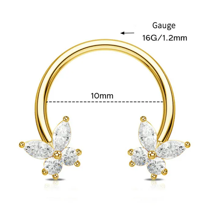 Rings OUFER BODY JEWELRY 16G Butterfly CZ Horseshoe Septum Ring Daith Ring Rings OUFER BODY JEWELRY 16G Butterfly CZ Horseshoe Septum Ring Daith Ring