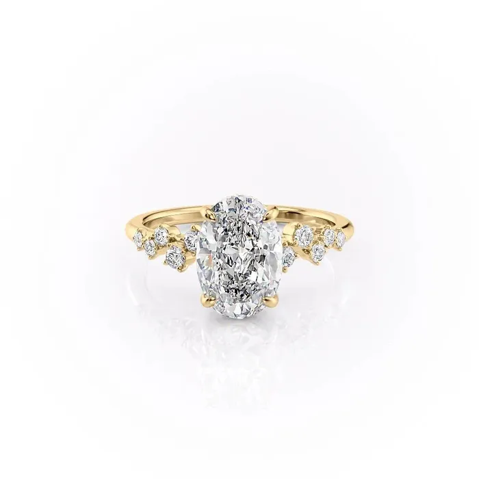 Rings Oval Cut Moissanite With Hidden Halo And Side Stones Flawless Moissanite Rings Oval Cut Moissanite With Hidden Halo And Side Stones Flawless Moissanite