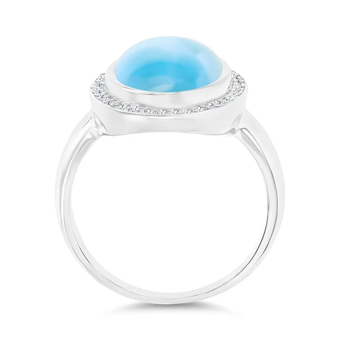 Rings Silver Sterling Silver Rhodium Larimar Cubic Zirconia Halo Fashion Ring Rings Silver Sterling Silver Rhodium Larimar Cubic Zirconia Halo Fashion Ring
