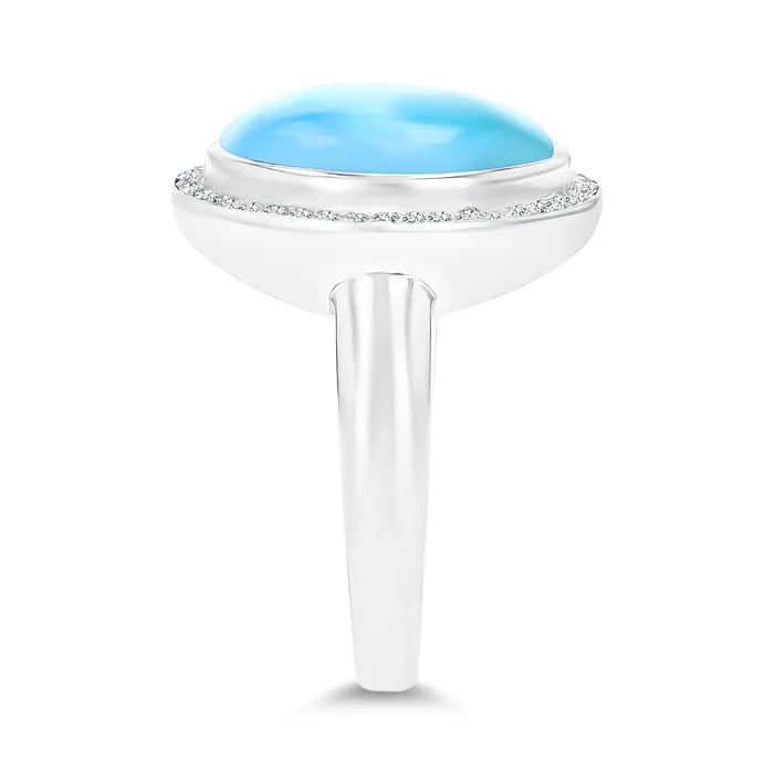 Rings Silver Sterling Silver Rhodium Larimar Cubic Zirconia Halo Fashion Ring Rings Silver Sterling Silver Rhodium Larimar Cubic Zirconia Halo Fashion Ring