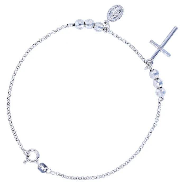 Silver Bracelets Sterling Silver Rhodium Virgin Mary Cross 725 Bracelet