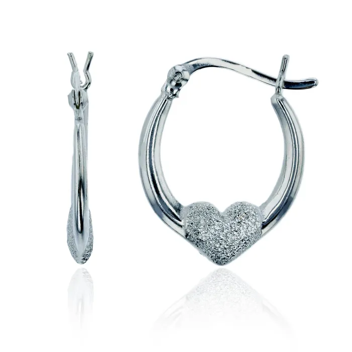 Silver Earrings Sterling Silver Polished Back to Back Glitter Textured Heart Hoop Earrings for Women 25x20mm Hoop Earrings Secure Snap Bar Closure 14k Shiny Classic Earrings Silver Earrings Sterling Silver Polished Back to Back Glitter Textured Heart Hoop Earrings for Women 25x20mm Hoop Earrings Secure Snap Bar Closure 14k Shiny Classic Earrings
