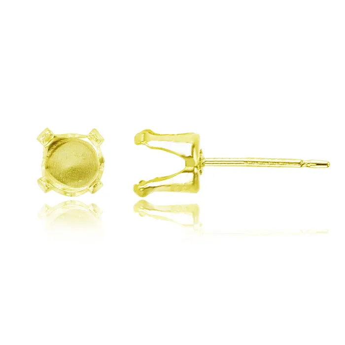 Silver Earrings Sterling Silver Rhodium 5mm Round Prong Snap Stud Finding Pair Silver Earrings Sterling Silver Rhodium 5mm Round Prong Snap Stud Finding Pair