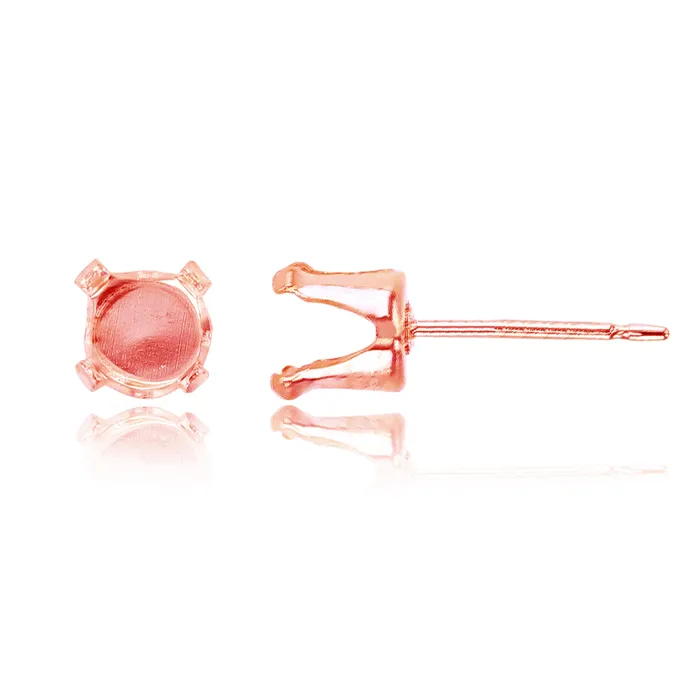Silver Earrings Sterling Silver Rhodium 5mm Round Prong Snap Stud Finding Pair Silver Earrings Sterling Silver Rhodium 5mm Round Prong Snap Stud Finding Pair