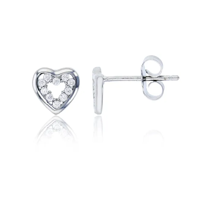 Silver Earrings Sterling Silver Rhodium 7x7mm Open Heart with Polished Frame Stud Earring Silver Earrings Sterling Silver Rhodium 7x7mm Open Heart with Polished Frame Stud Earring
