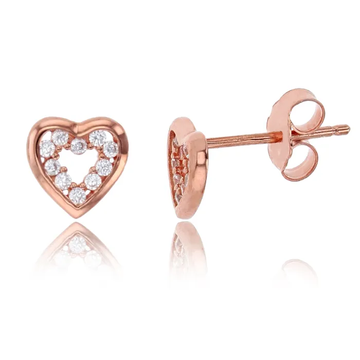 Silver Earrings Sterling Silver Rhodium 7x7mm Open Heart with Polished Frame Stud Earring Silver Earrings Sterling Silver Rhodium 7x7mm Open Heart with Polished Frame Stud Earring