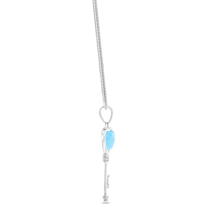 Silver Necklaces Sterling Silver Rhodium Larimar Heart Key 22 Round Snake Adjustable Necklace Silver Necklaces Sterling Silver Rhodium Larimar Heart Key 22 Round Snake Adjustable Necklace