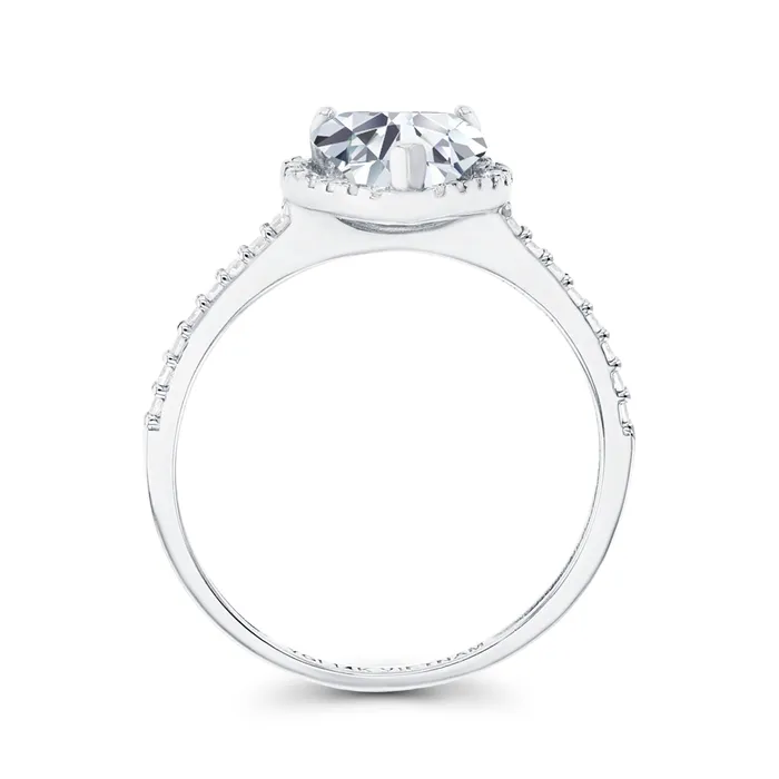 Silver Rings Sterling Silver Rhodium 7mm Heart Amethyst Created White Sapphire Halo Ring Silver Rings Sterling Silver Rhodium 7mm Heart Amethyst Created White Sapphire Halo Ring