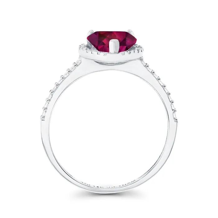 Silver Rings Sterling Silver Rhodium 7mm Heart Amethyst Created White Sapphire Halo Ring Silver Rings Sterling Silver Rhodium 7mm Heart Amethyst Created White Sapphire Halo Ring