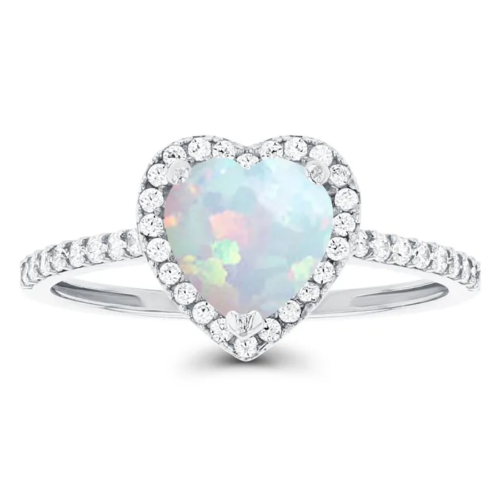 Silver Rings Sterling Silver Rhodium 7mm Heart Amethyst Created White Sapphire Halo Ring Silver Rings Sterling Silver Rhodium 7mm Heart Amethyst Created White Sapphire Halo Ring