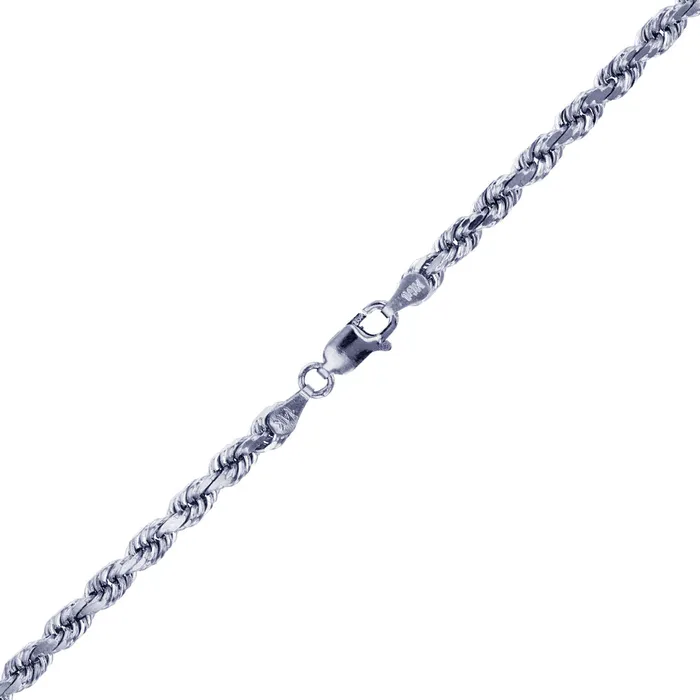Silver Rings Sterling Silver SilverPlated 178mm 040 18 E Coated Diamond Cut 8 Side Rope Chain
