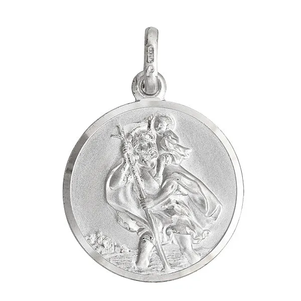Silver Sterling Silver 24mm Round St Christopher Medal Rings