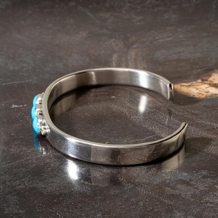 Sleeping Beauty Turquoise Navajo USA Native American Made 925 Sterling Silver Cuff Kalifano Rings