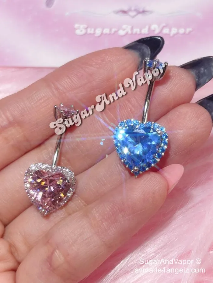 SugarAndVapor Rings 925 Sterling Silver Heart Ocean Belly Ring SugarAndVapor Rings 925 Sterling Silver Heart Ocean Belly Ring