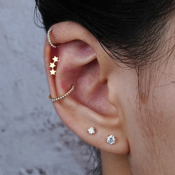 Triple Star Sleeper Earring Hidden Forever Earrings
